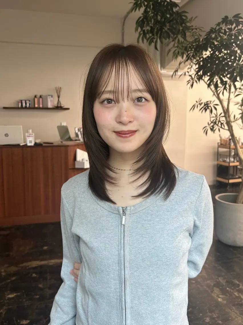 ミディアム 透明感カラー/顔周り カット/ののか💞のヘアスタイル