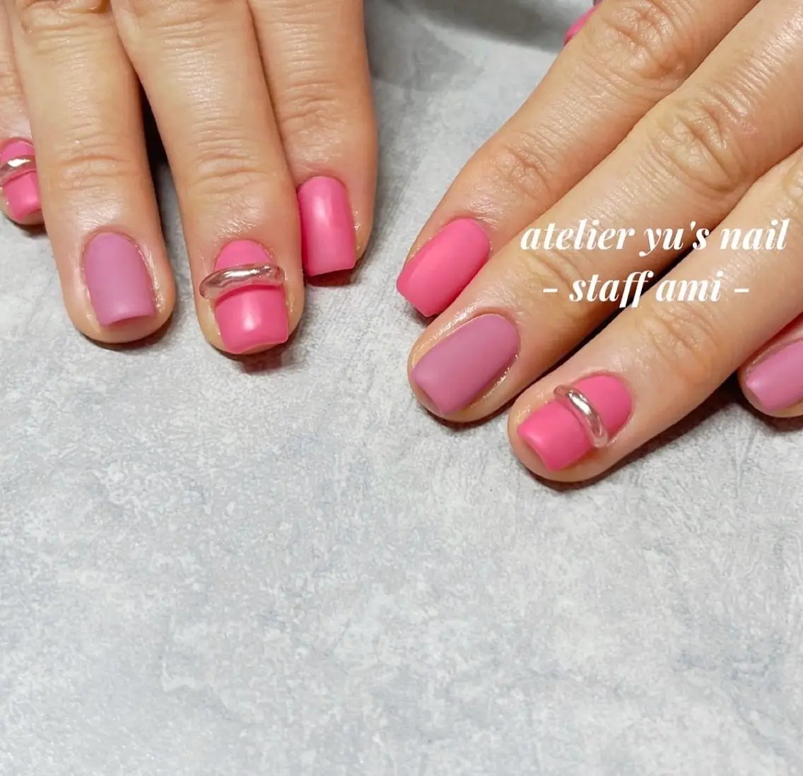 ネイル マットネイル ピンク パープル atelier yu's nailのネイルデザイン