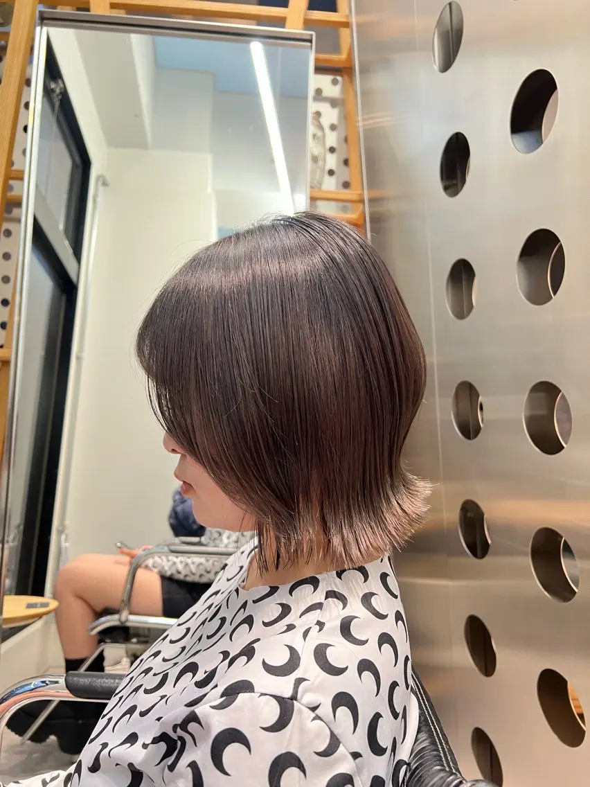 ミディアム ボブ くびれヘア カット 堀江 /木下椋麻のヘアスタイル