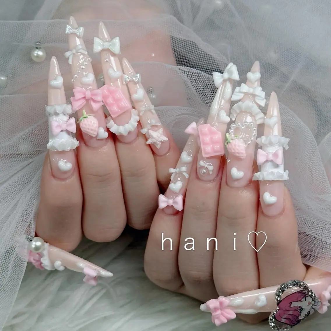 ネイル フットネイル フレンチネイル グラデーション 韓国ネイル ロングネイル ハンドネイル Hani Nail Salonのネイルデザイン