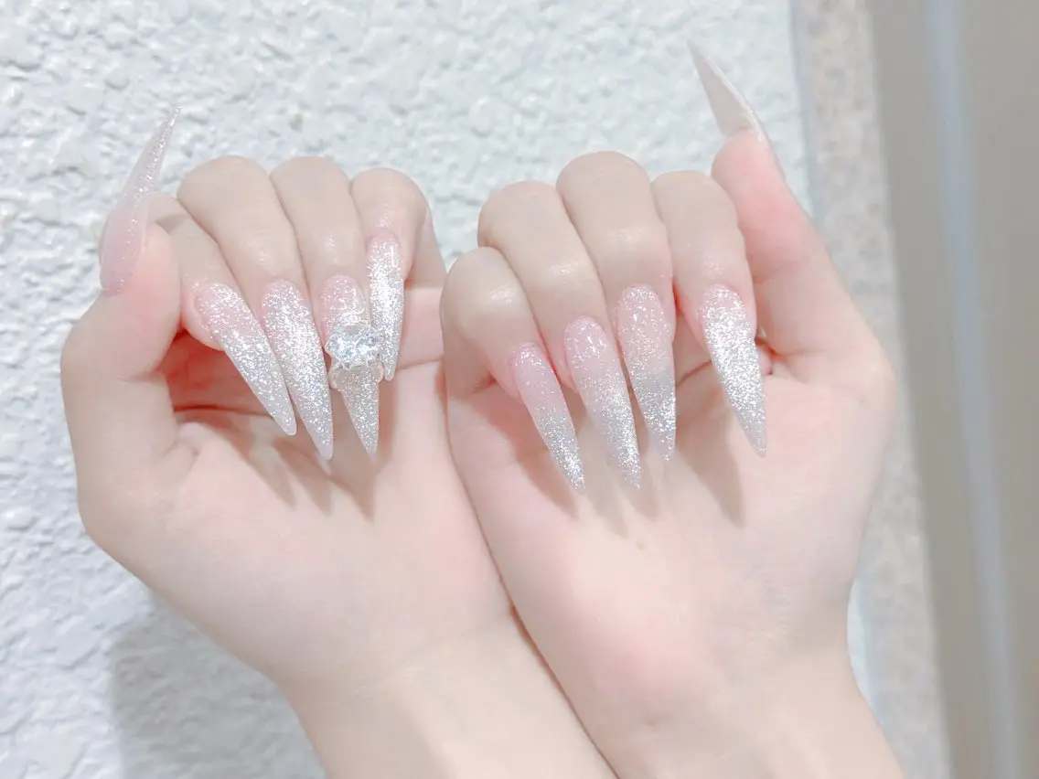 ネイル 成人式 大理石ネイル(マーブル) リボン 夏ネイル ネイルチップ ハンドネイル CoCo Nail 長さ出し専門店のネイルデザイン