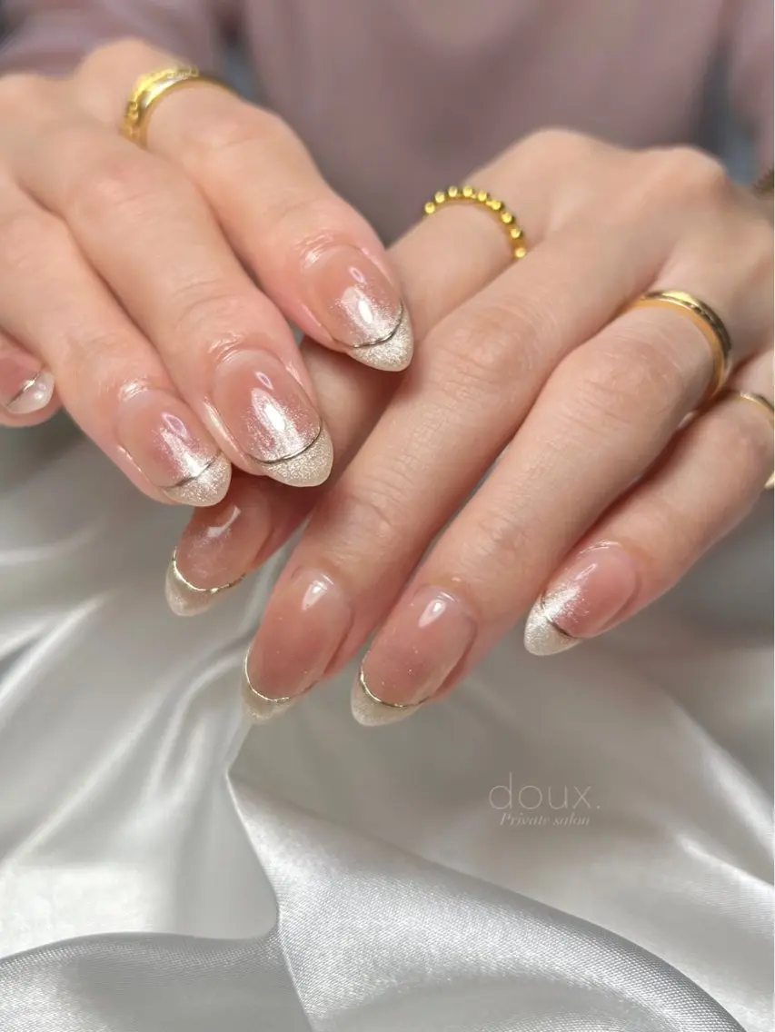 ネイル チークネイル フレンチネイル ミラーネイル doux. nailのネイルデザイン
