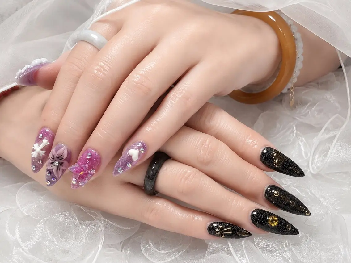 ネイル アートネイル フラワーネイル ラメ(グリッター) ピンク パープル Michan Nailのその他イメージ