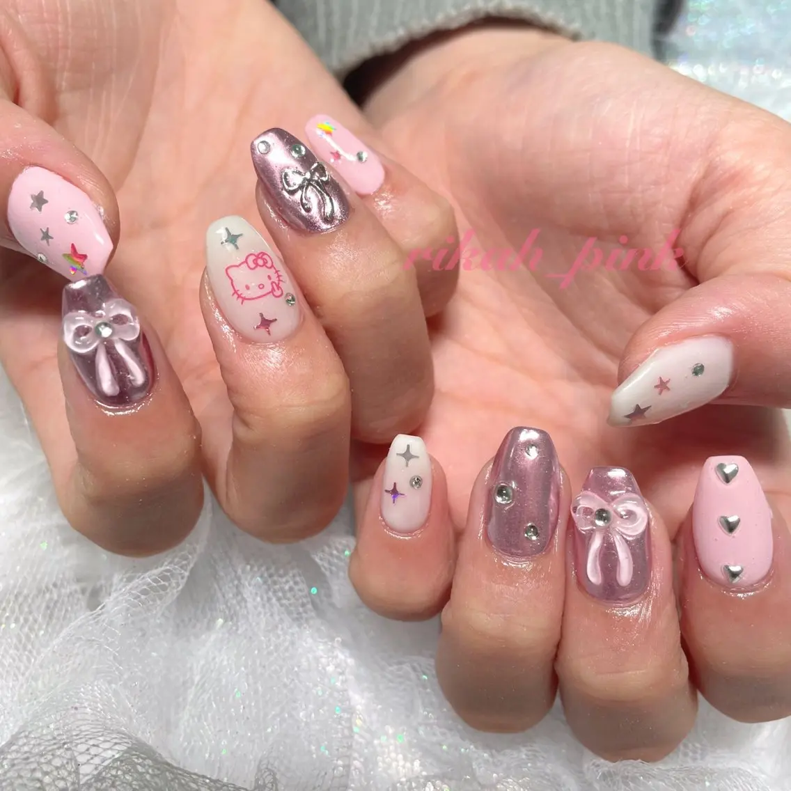 ネイル ミラーネイル HIKA🦋 個性派スカルプネイルのネイルデザイン
