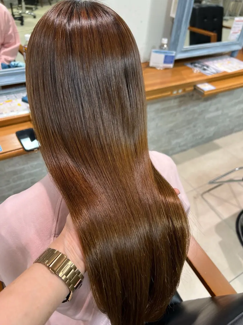 【梅雨でもサラサラヘアに✨】カット/酸性ストレート/髪質改善トリートメント🫧の写真