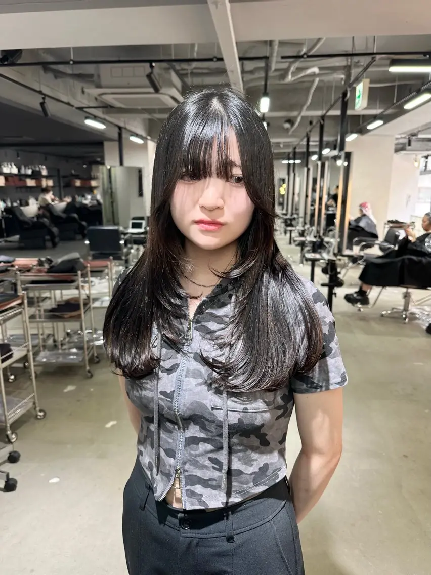 セミロング ケアカラー ボブ 髪質改善 韓国風ヘア レイヤーカット カット トリートメント 心斎橋 韓国レイヤ ー指名No.1renのヘアスタイル
