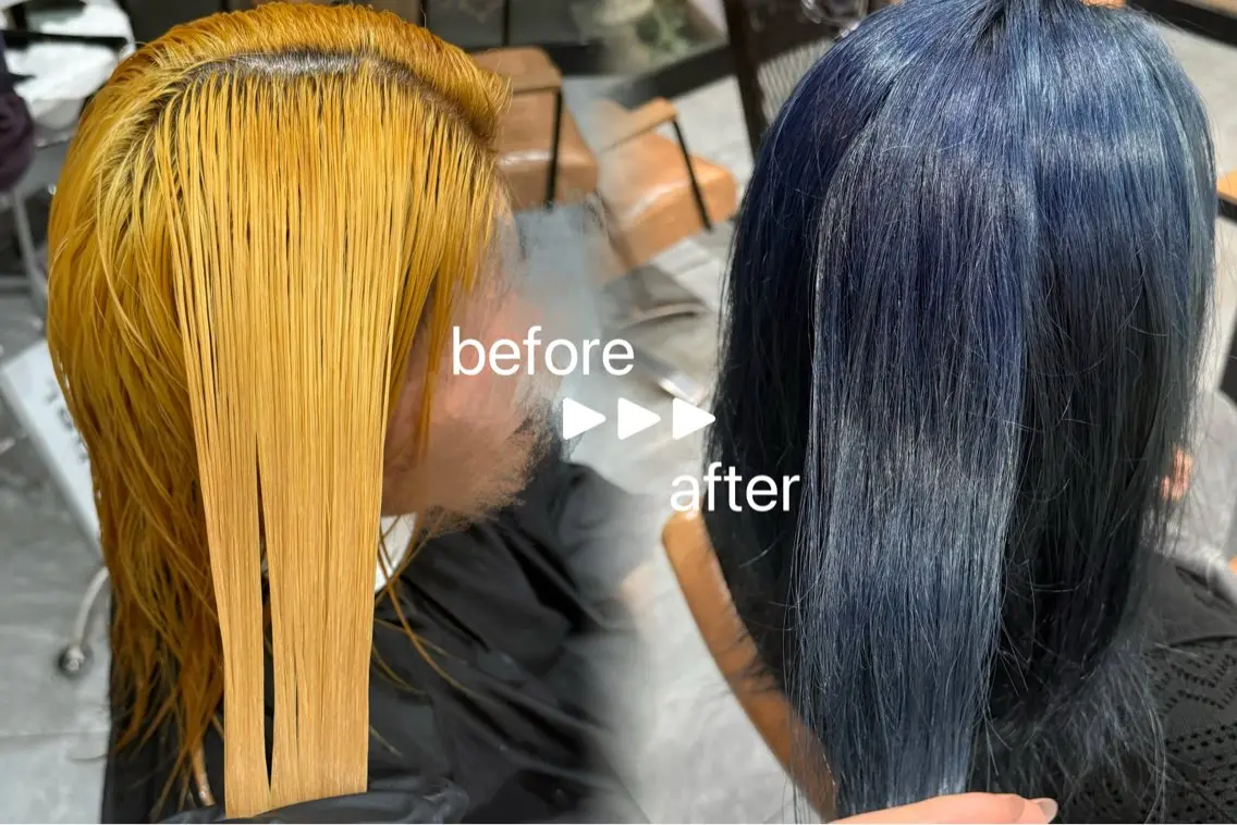 ロング カラー ブルーカラー ネイビーカラー ヘアカラー SHIAN ひかる/艶カラー💖のヘアスタイル