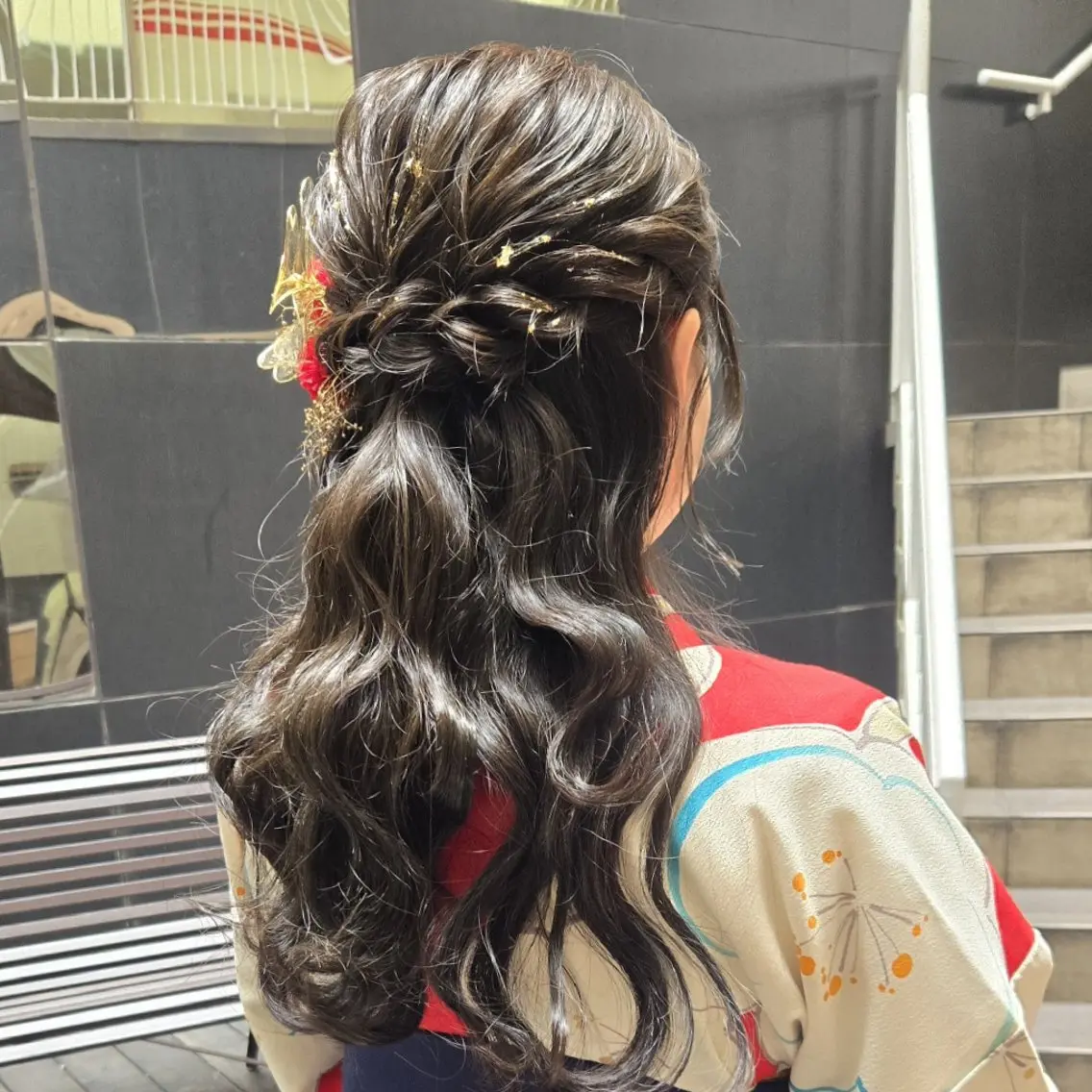 ロング ヘアアレンジ ハーフアップ ヘアセット テラスオブベル 林のマツエク・マツパデザイン