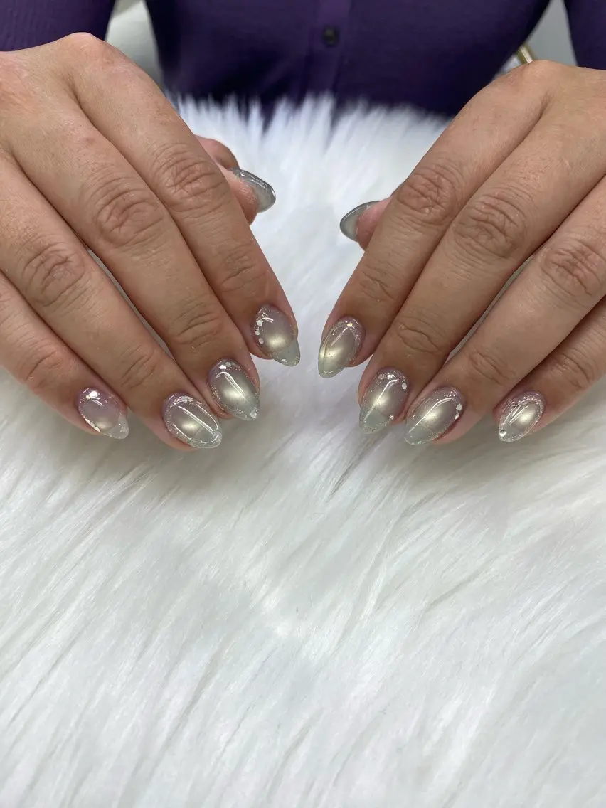 ネイル 韓国ネイル マグネットネイル シンプルネイル 夏ネイル ワンホンネイル nailsalon enju 天王寺店のネイルデザイン