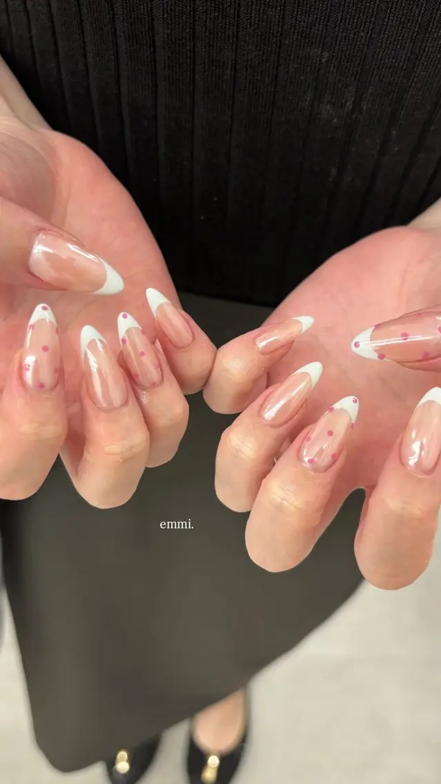 ネイル ドット フレンチネイル ミラーネイル ハンドネイル emmi nailのネイルデザイン