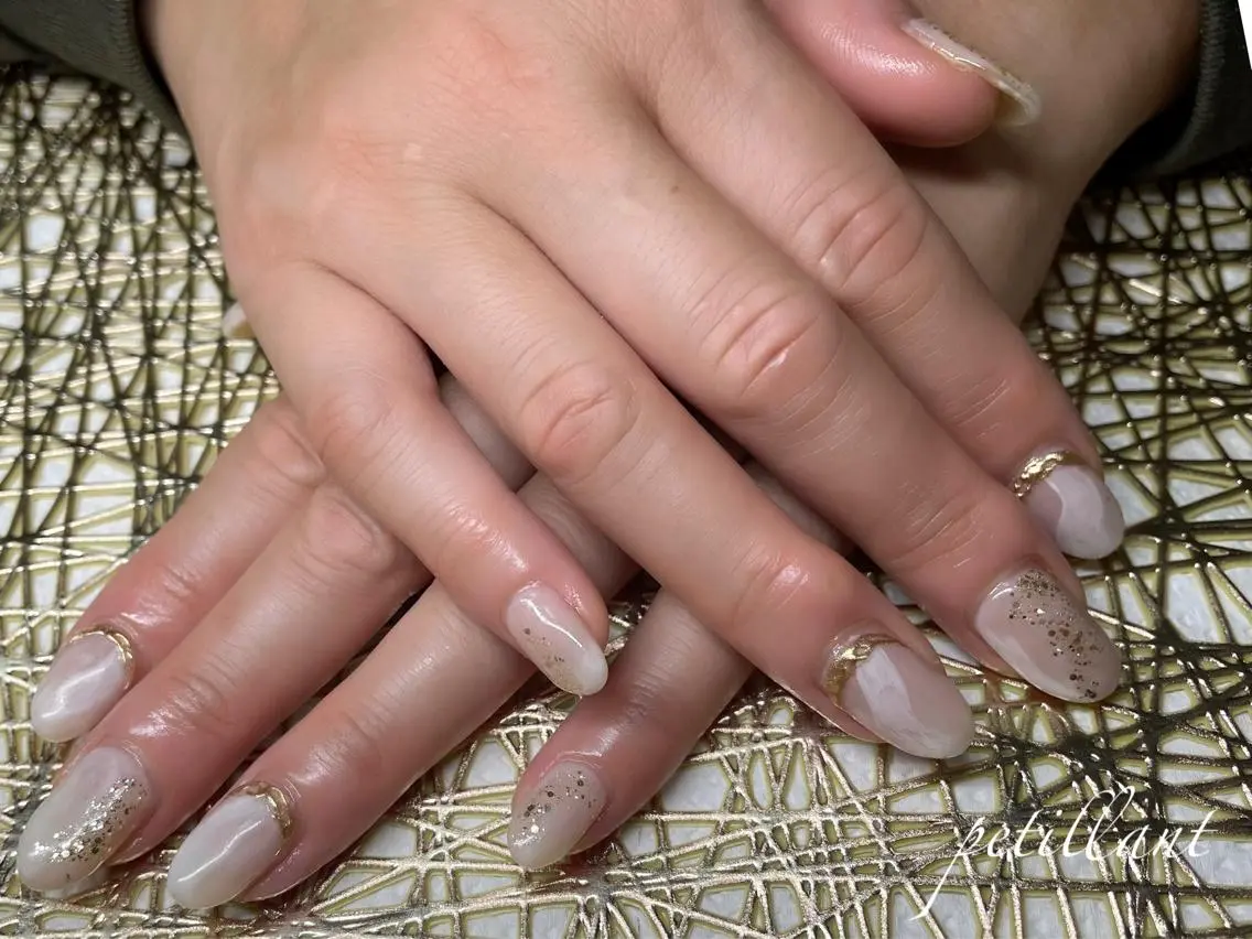 ネイル キラキラネイル シンプルネイル nail salon petillantのネイルデザイン