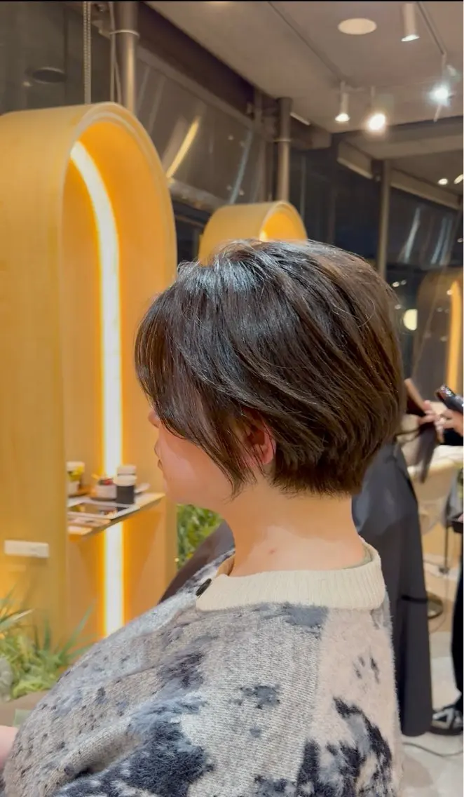 ショート カラー ショートボブ 透明感カラー ボブ ショートヘア 撮影モデル募集【くび れショートボブ】馨のヘアスタイル