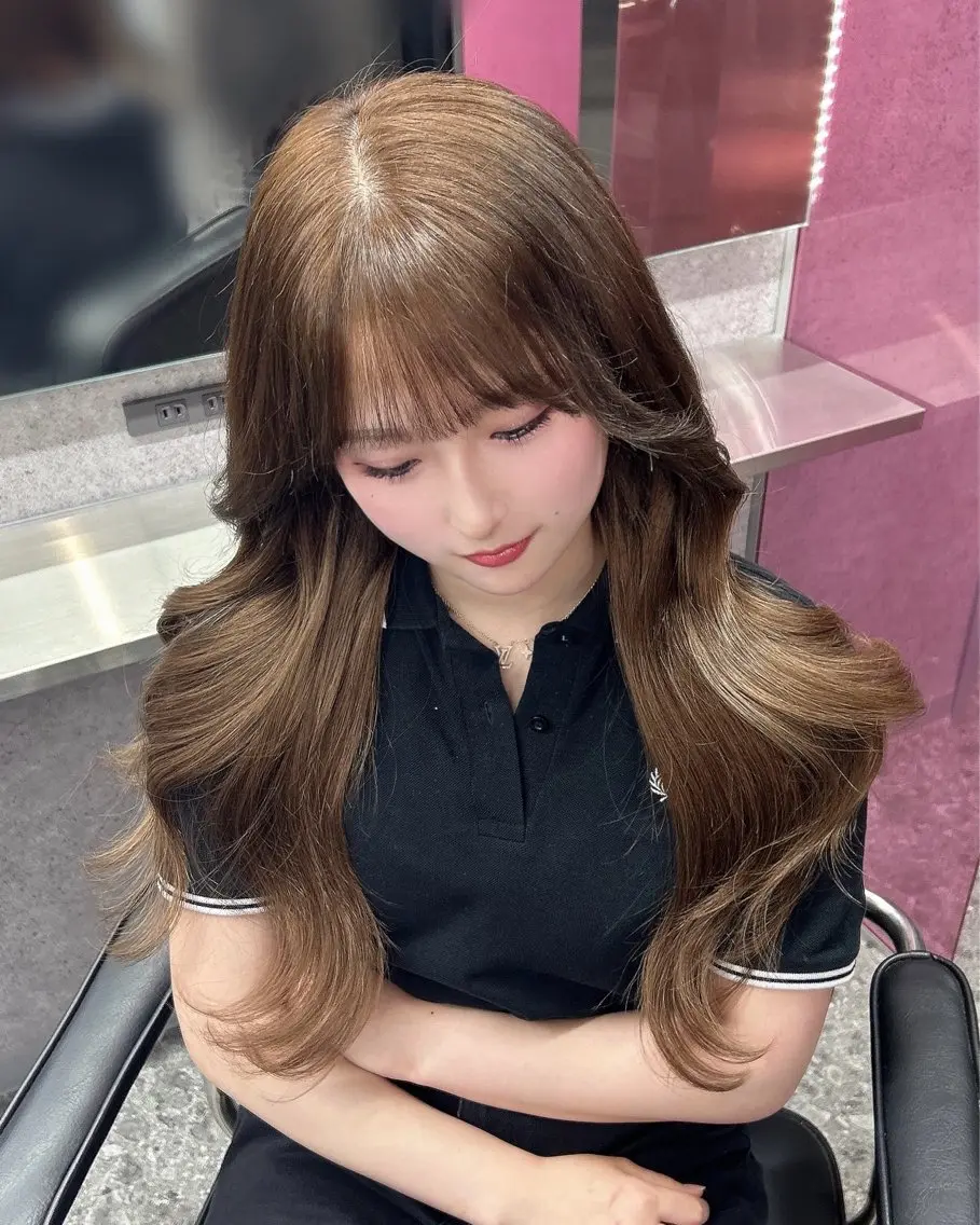 ロング カラー ベージュカラー エクステ nanaka 🤍韓国ワンホンヘアのヘアスタイル