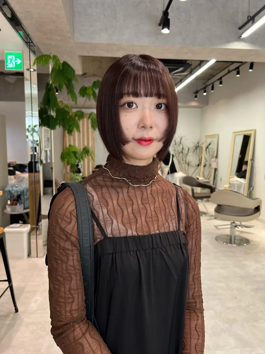 ショート カラー ボブ 姫カット カット ヘアカラー 透明感カラー/レイヤ ー/ MARIEのヘアスタイル