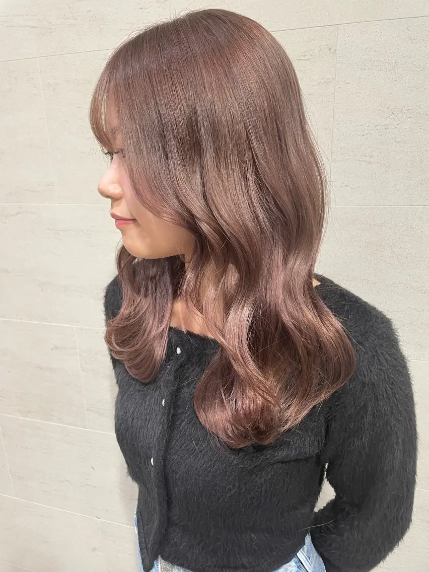 セミロング カラー ベージュカラー ピンクカラー ピンクベージュ ヨシンモリ 韓国風ヘア ヘアカラー トリートメント 平澤 萌香のその他イメージ