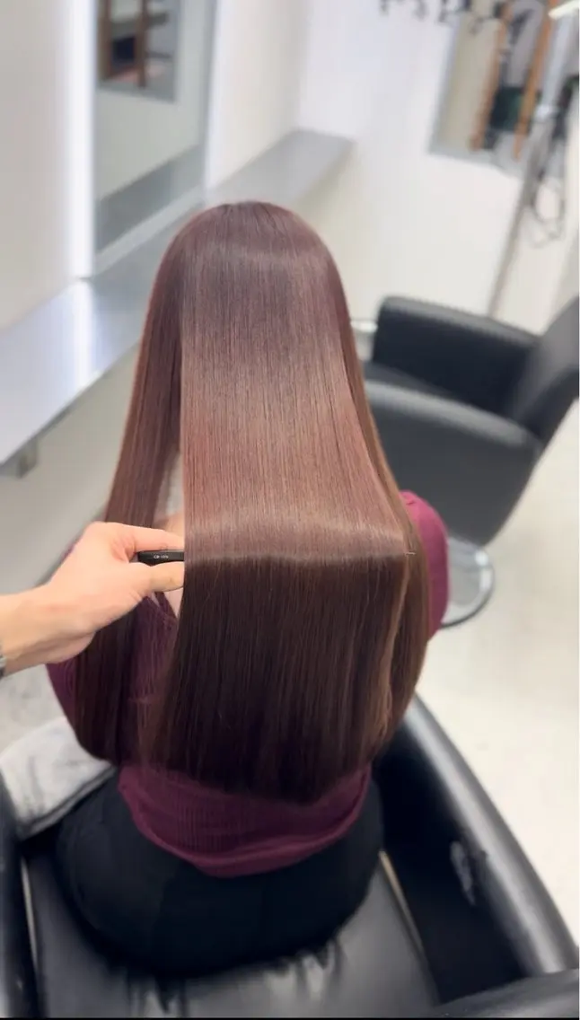ロング カット ヘアカラー 縮毛矯正 トリートメント ioe 心斎橋のヘアスタイル