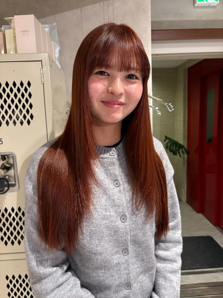 カラー ブリーチ ブリーチなしカラー 縮毛矯正 ヘアカラー 透明感カラー/海外風 レイヤー/mao🗽のヘアスタイル
