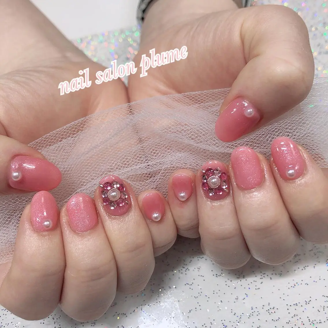 ネイル アートネイル オーロラネイル フラワーネイル ハート キラキラネイル plume nail ☆韓国ネイルのネイルデザイン