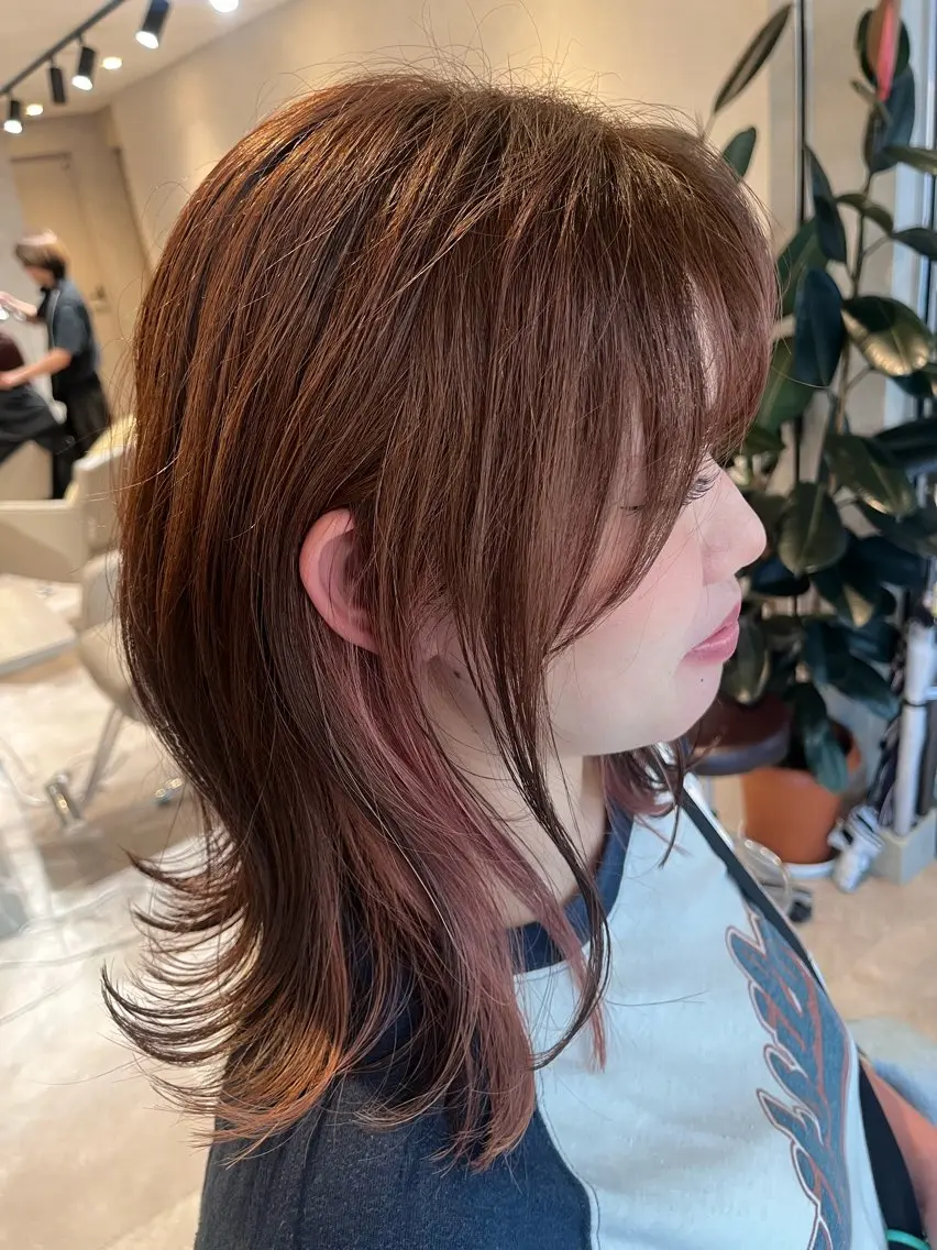 ミディアム カラー カット ヘアカラー トリートメント 城本 貴宏のヘアスタイル