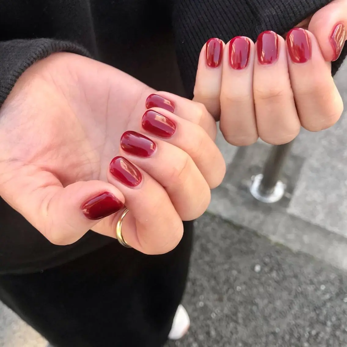 ネイル ボルドー クリアネイル ワンカラーネイル ハンドネイル BEE NAILのネイルデザイン