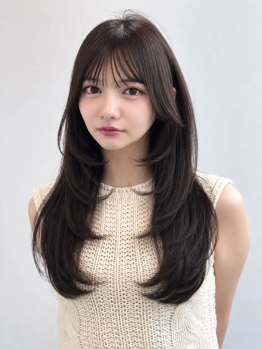 ロング ヘアカラー hayu /艶髪/ オリーブベージュ🩵のヘアスタイル
