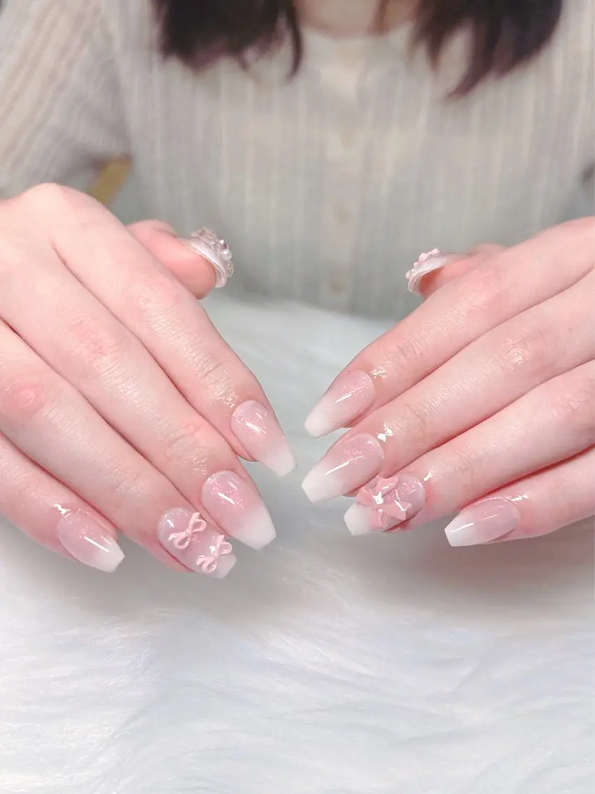 ネイル 韓国ネイル マグネットネイル リボン ワンホンネイル ハンドネイル GOHOUBI Nail 心斎橋店のネイルデザイン