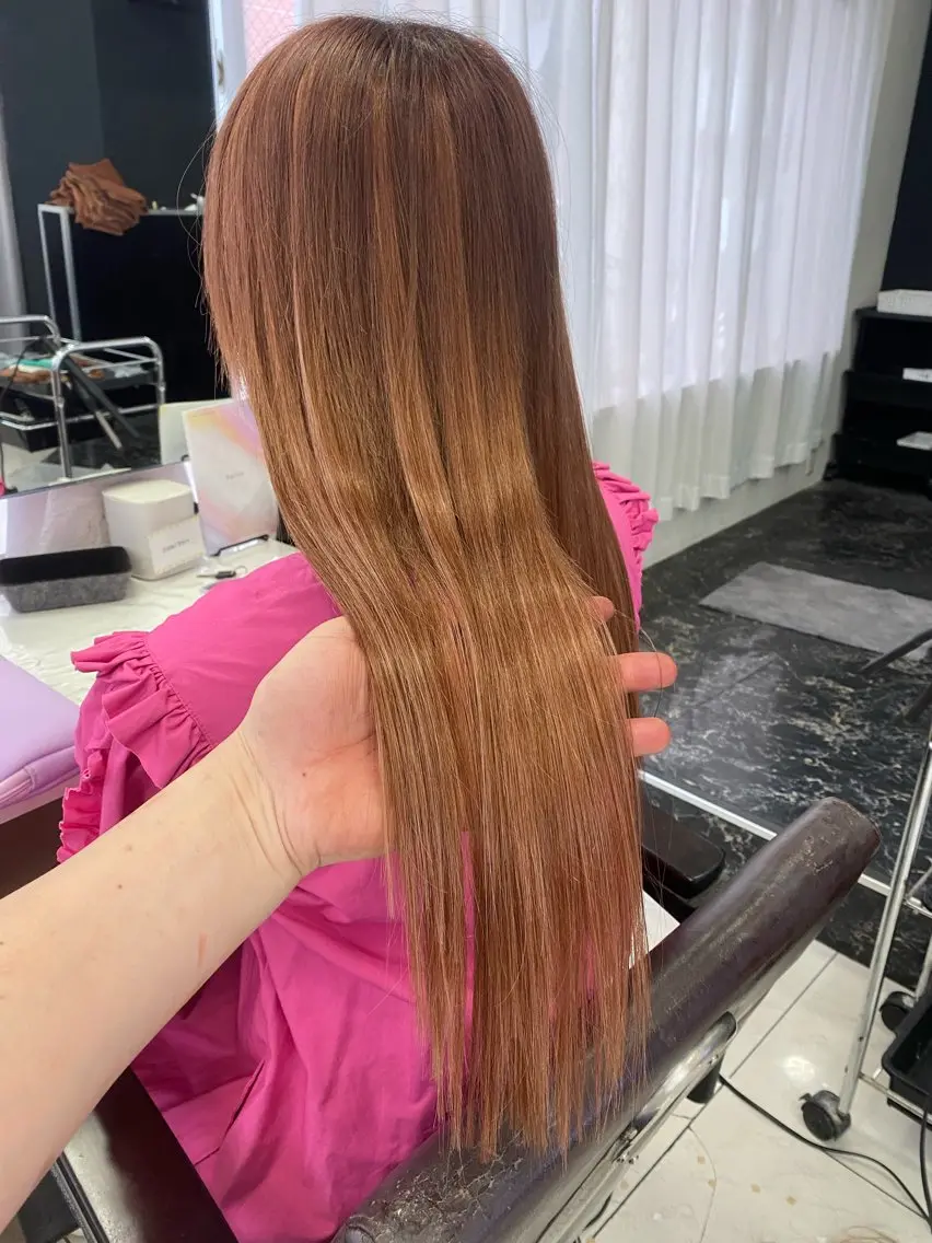 ロング ヘアカラー エクステ 外れにくいエク💚 EST梅田TAKIのヘアスタイル