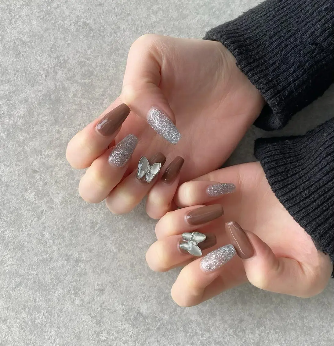 ネイル 長さ出し ラメ(グリッター) ワンカラーネイル ハンドネイル nail salon Soeurのネイルデザイン
