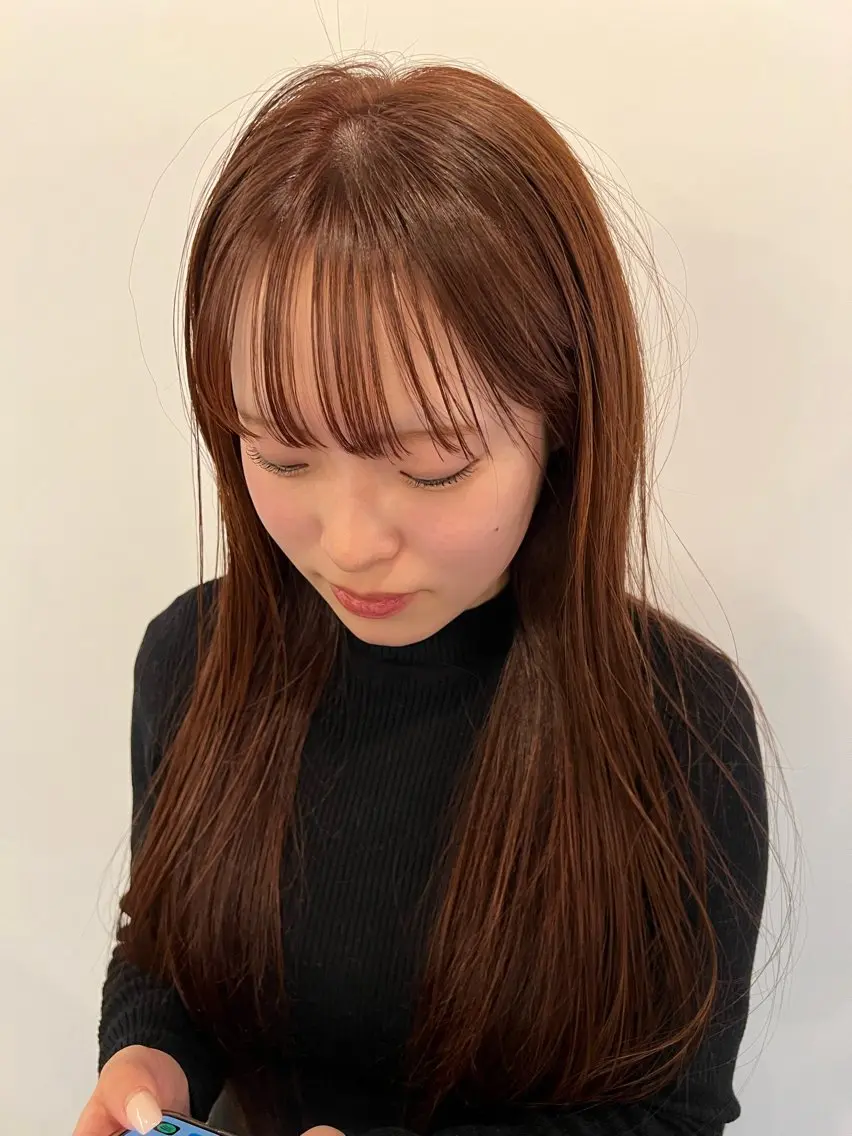 セミロング カラー ブリーチ ダブルカラー ブリーチなしカラー 三谷はるな /名古屋/本山のヘアスタイル