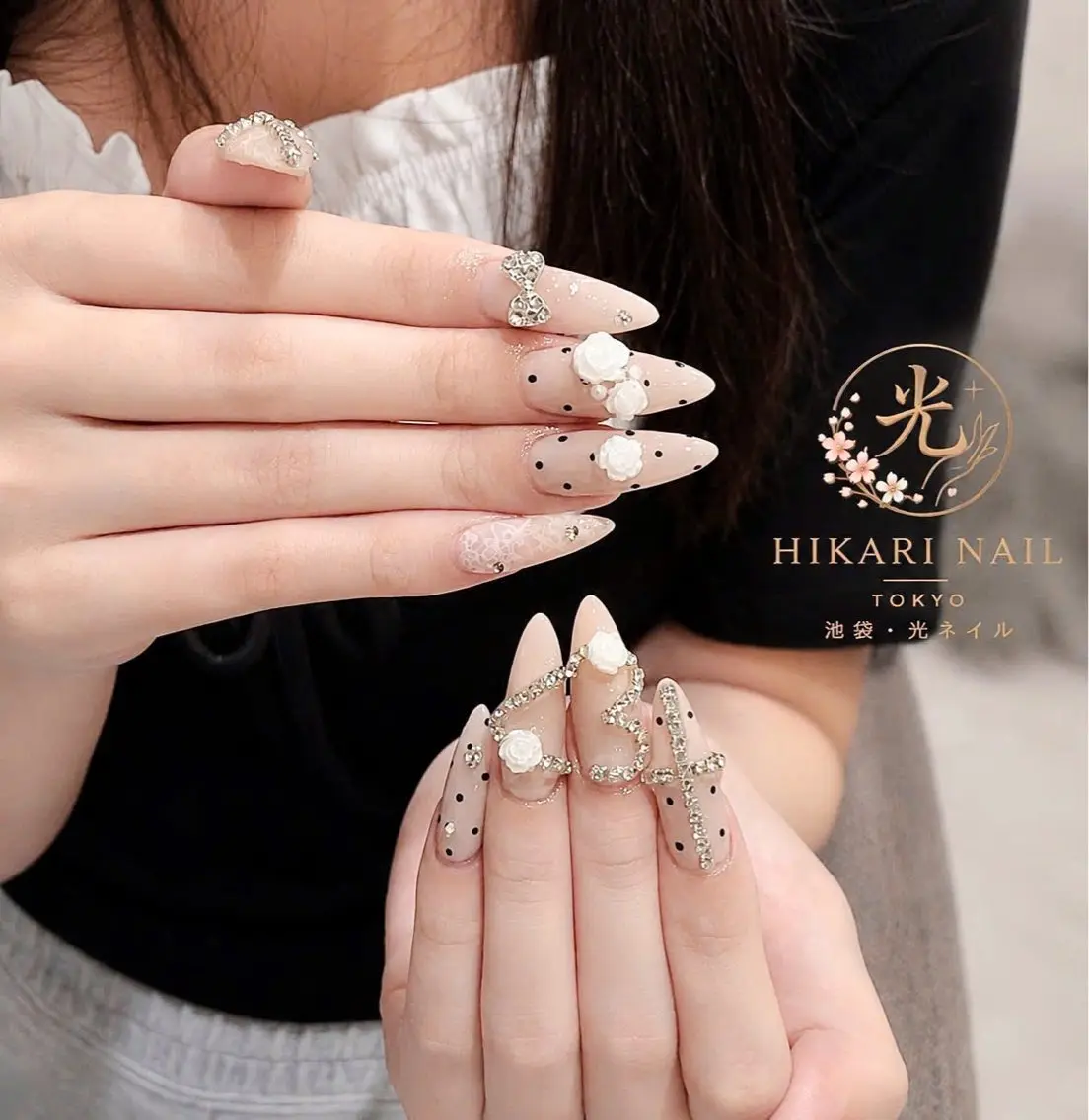 ネイル チークネイル 長さ出し フレンチネイル ガーリー ハロウィン ハンドネイル HikariNail Ikebukuroのネイルデザイン