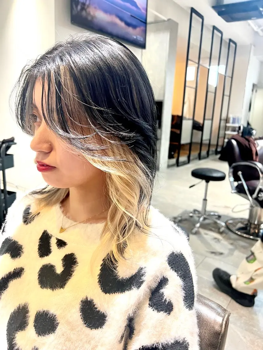 ミディアム カラー ヘアアレンジ ヘアカラー トリートメント ヘッドスパ ヘアセット 🌈インナーカラー ‘ショウマ’🌈のヘアスタイル
