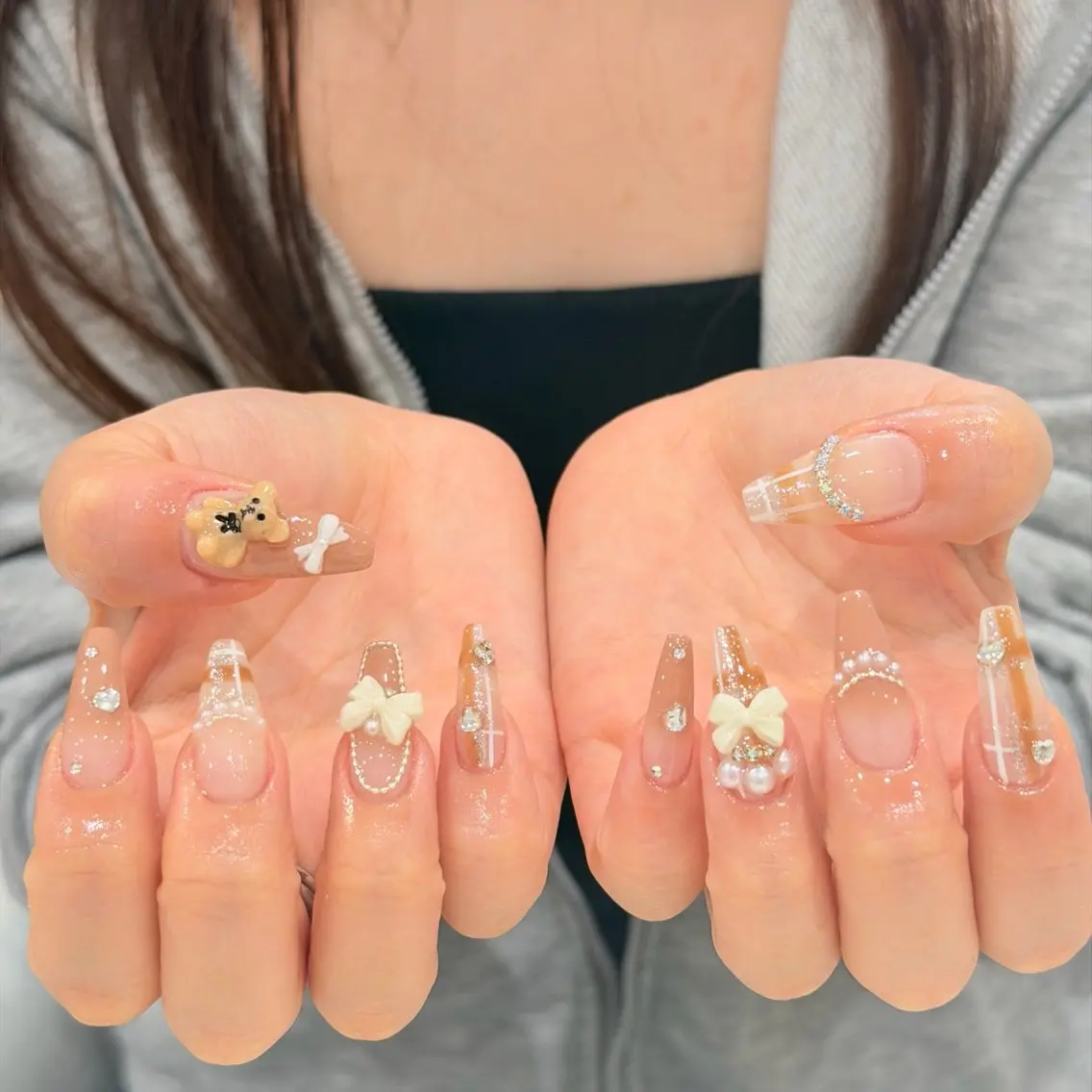 ネイル 韓国ネイル ロングネイル シンプルネイル スーパーロングネイル Luci Nail Shinokuboのネイルデザイン
