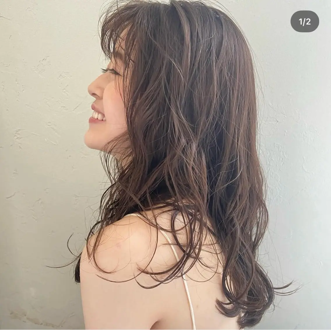 ロング パーマ カット パーマ デザインカラー🌼 松原 寿花のヘアスタイル