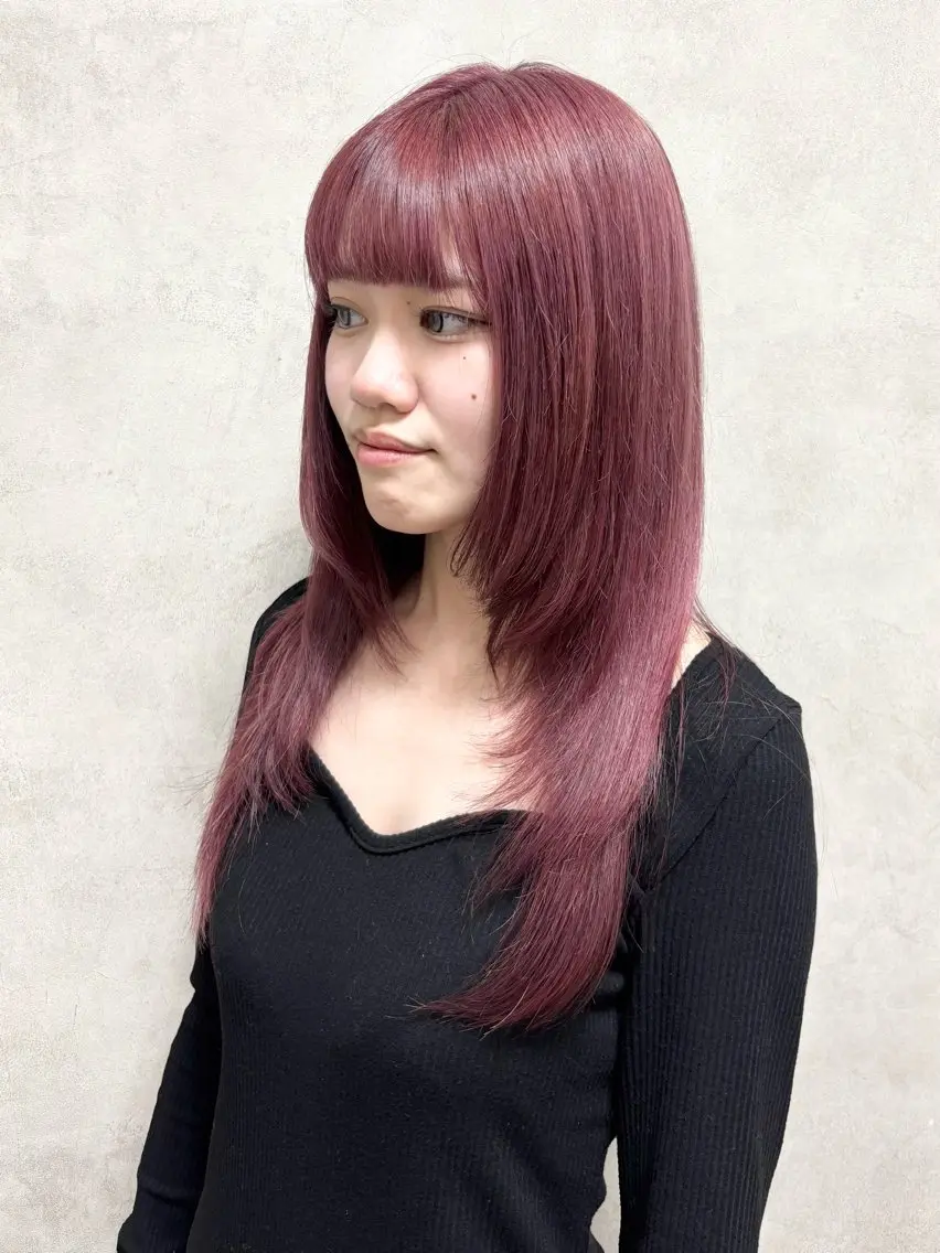 ロング カラー ブリーチ ラベンダーカラー ピンクカラー ピンクラベンダー ヘアカラー Rin♡透明感ピンク 🎀白肌ラベンダーのヘアスタイル