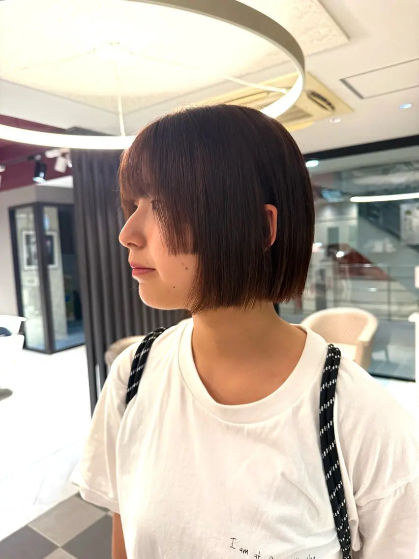 ショート カラー 黒髪 ブラウンカラー ダブルカラー オレンジ オレンジブラウン 艶カラー/ハイトーン /アレンジ/meiのヘアスタイル