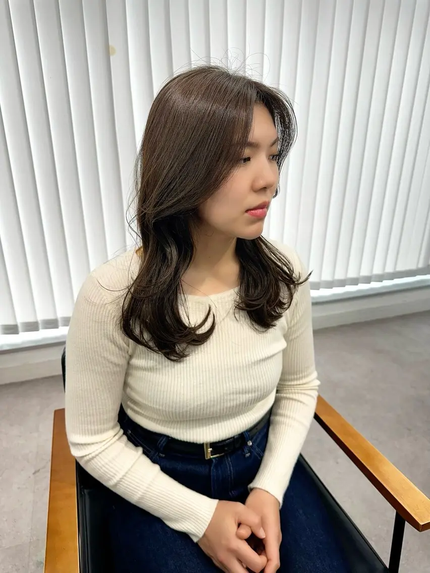 ロング カラー パーマ ヘアアレンジ メンズ キッズ レイヤーカット/ 巻ける縮毛矯正のヘアスタイル