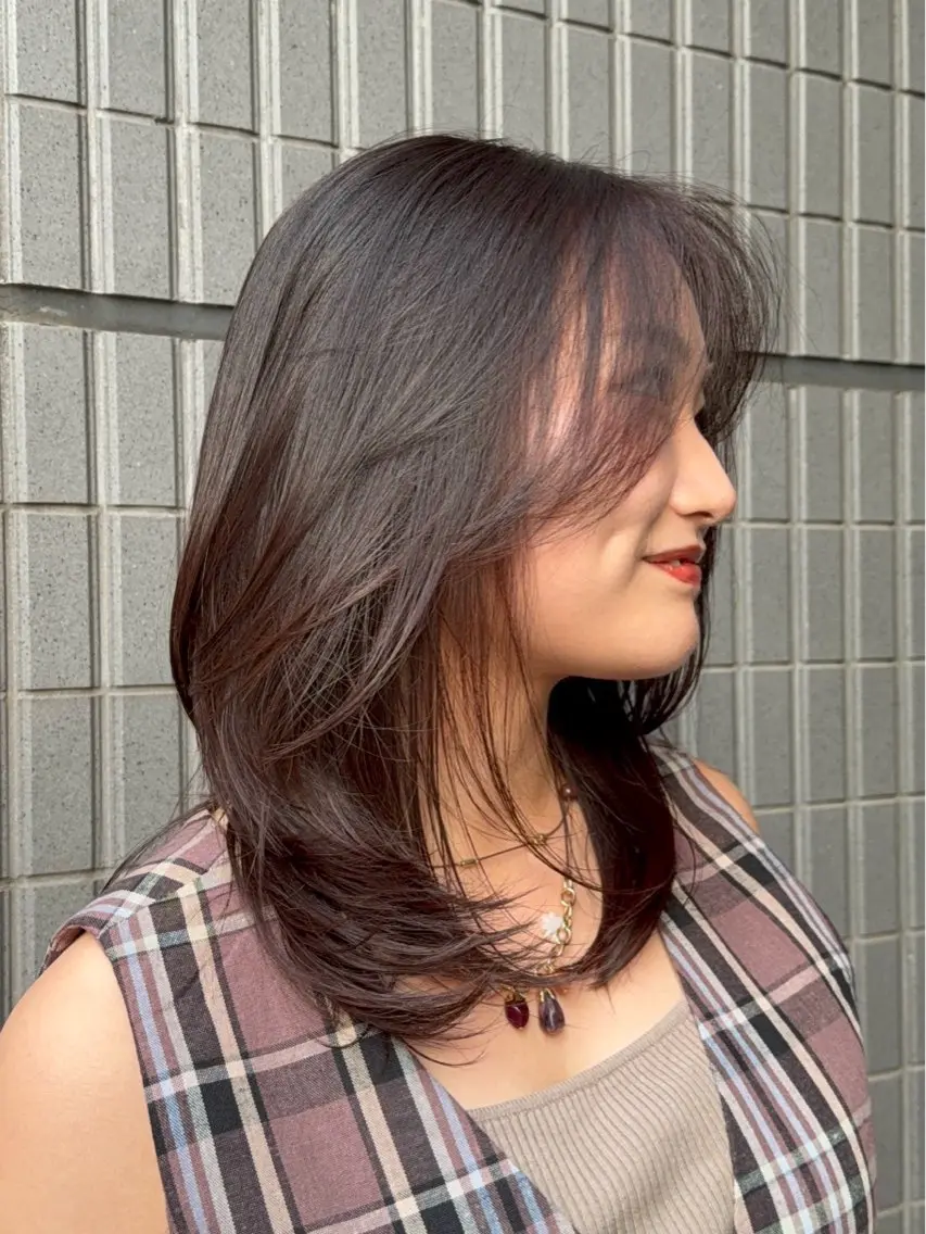 ミディアム カラー カット 韓国レイヤー 🎀ダブルカラーのヘアスタイル