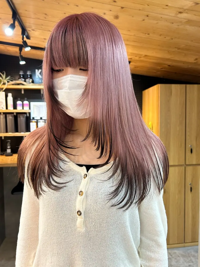 ロング カラー カット ヘアカラー トリートメント 🧸艶々韓国ヘア 🧁mizunaのヘアスタイル