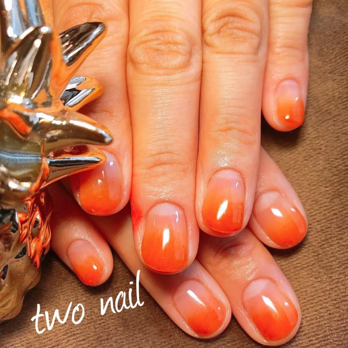 ネイル ブラウン ハンドネイル two nailのネイルデザイン