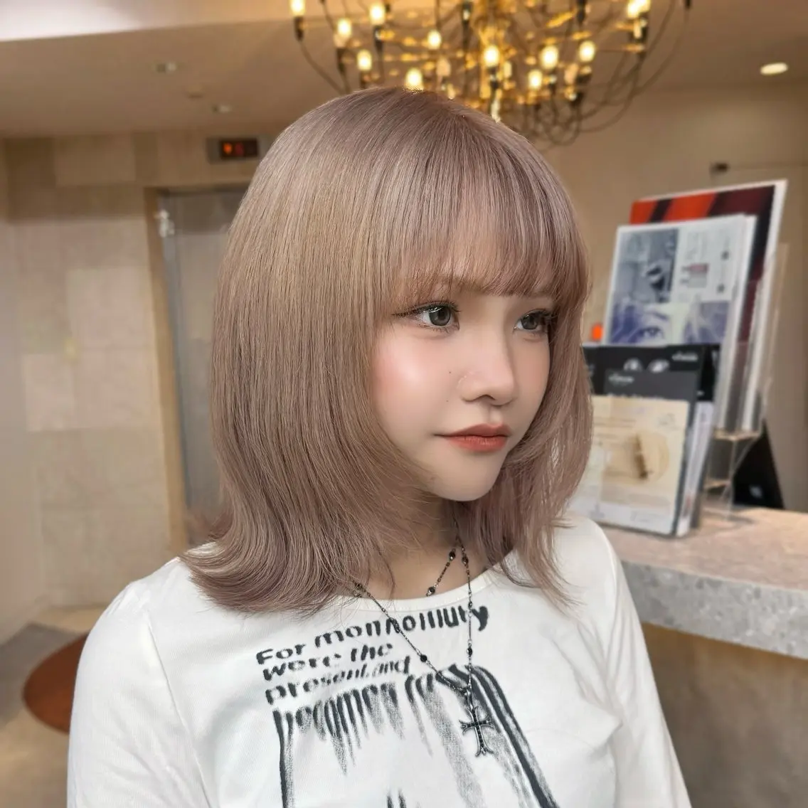 ミディアム カラー ヘアアレンジ カット ヘアカラー トリートメント 韓国×艶髪 さきのヘアスタイル