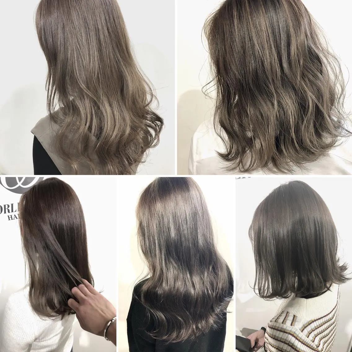 カラー アッシュ グレージュ ハイライトカラー イルミナカラー 夜23時まで予約🉑 reverieあきらのヘアスタイル