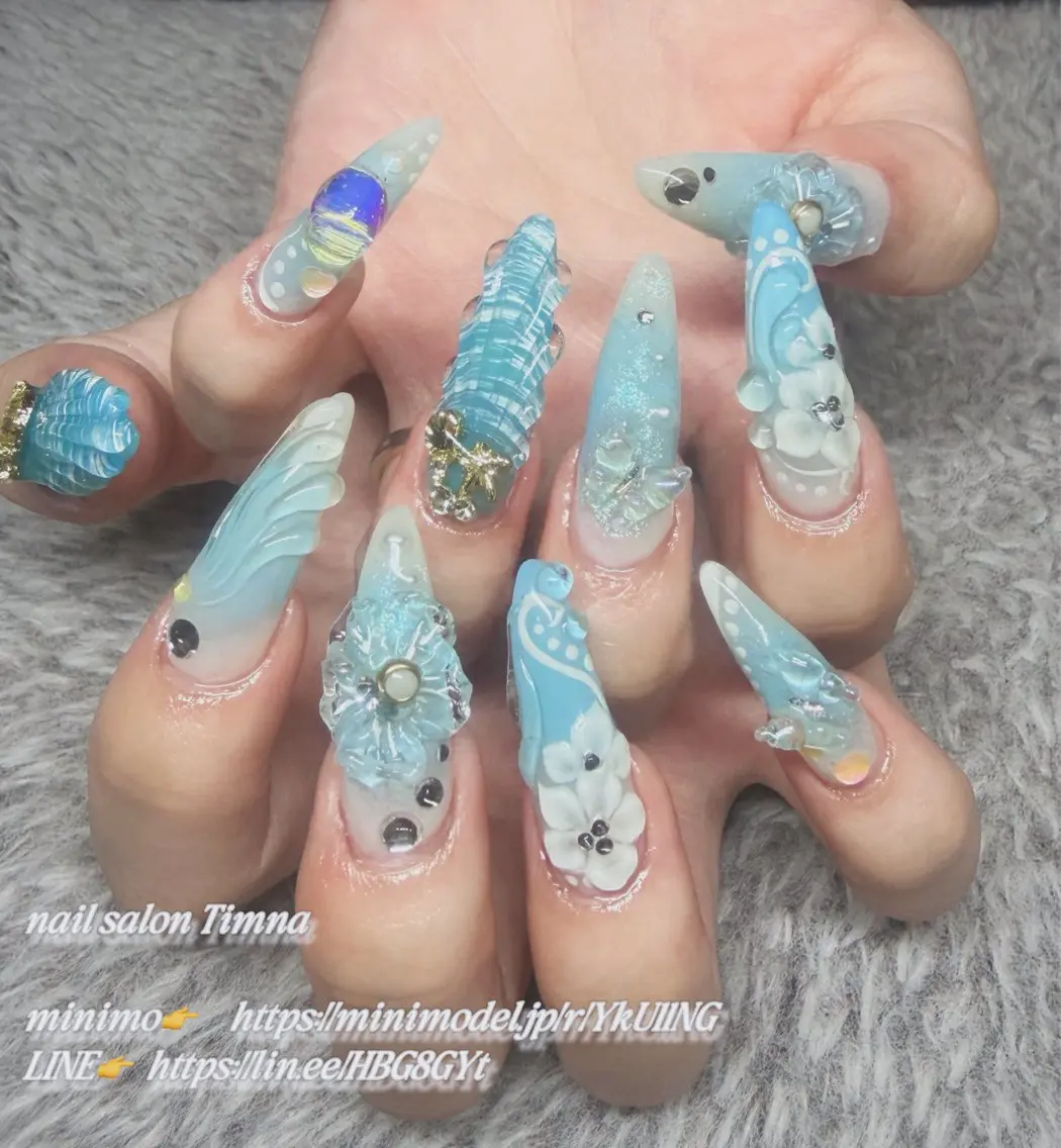 ロング ハンドネイル NAILSALON 🍔Timna🍟のネイルデザイン