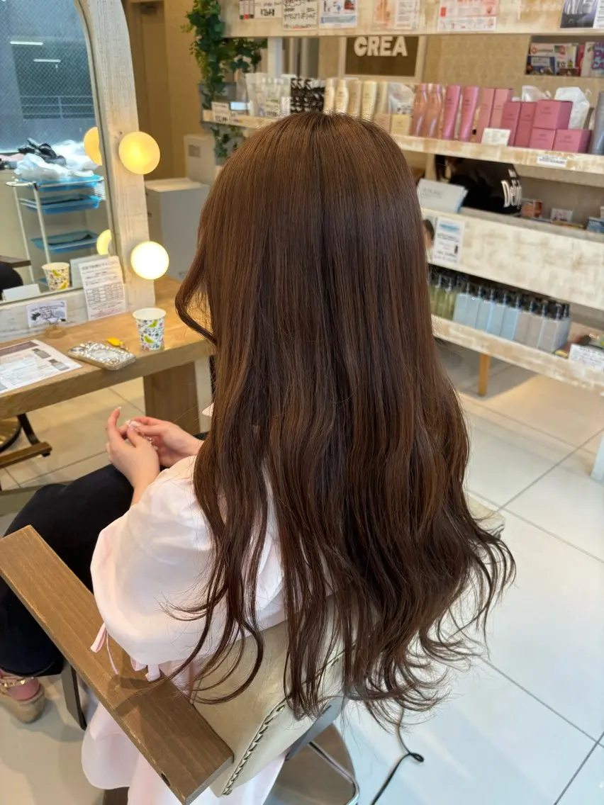 ロング ヘアアレンジ ヘアセット ブリーチなしカラー/ 暖色カラー/艶カラーのヘアスタイル