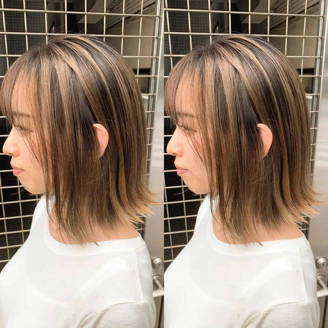 ミディアム カラー ヘアアレンジ 白髪ぼかしハイライト 茗荷谷駅徒歩2分のヘアスタイル