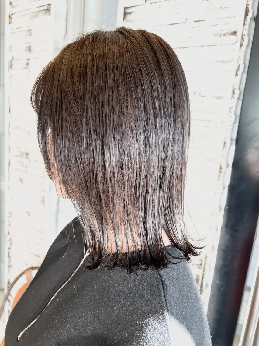 ミディアム カラー アッシュ アッシュグレー アッシュグレージュ 透明感カラー グレージュ カット ヘアカラー IKU顔周りレイヤー /ボブ/透明感カラーのヘアスタイル