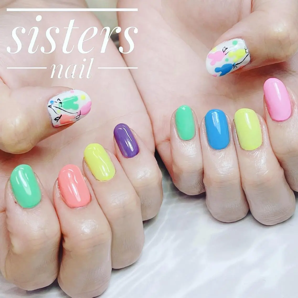 ネイル アートネイル パステルネイル 夏ネイル sisters nail.fのネイルデザイン