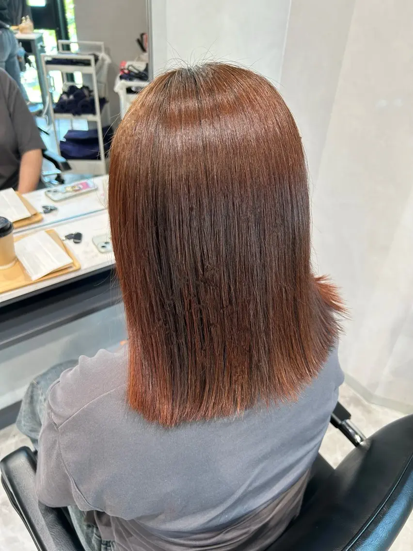 ミディアム 髪質改善 縮毛矯正 彩華 🎀 西梅田美容室のヘアスタイル