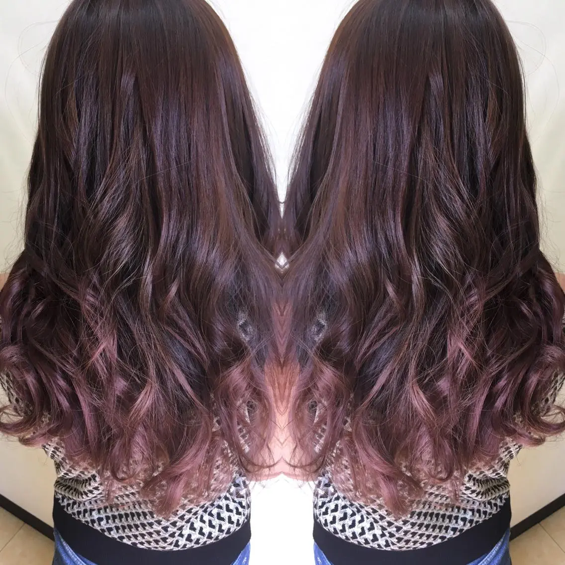 セミロング ロング カラー アッシュ グラデーションカラー ピンクカラー ピンクアッシュ 髪質改善 中川 翔のヘアスタイル