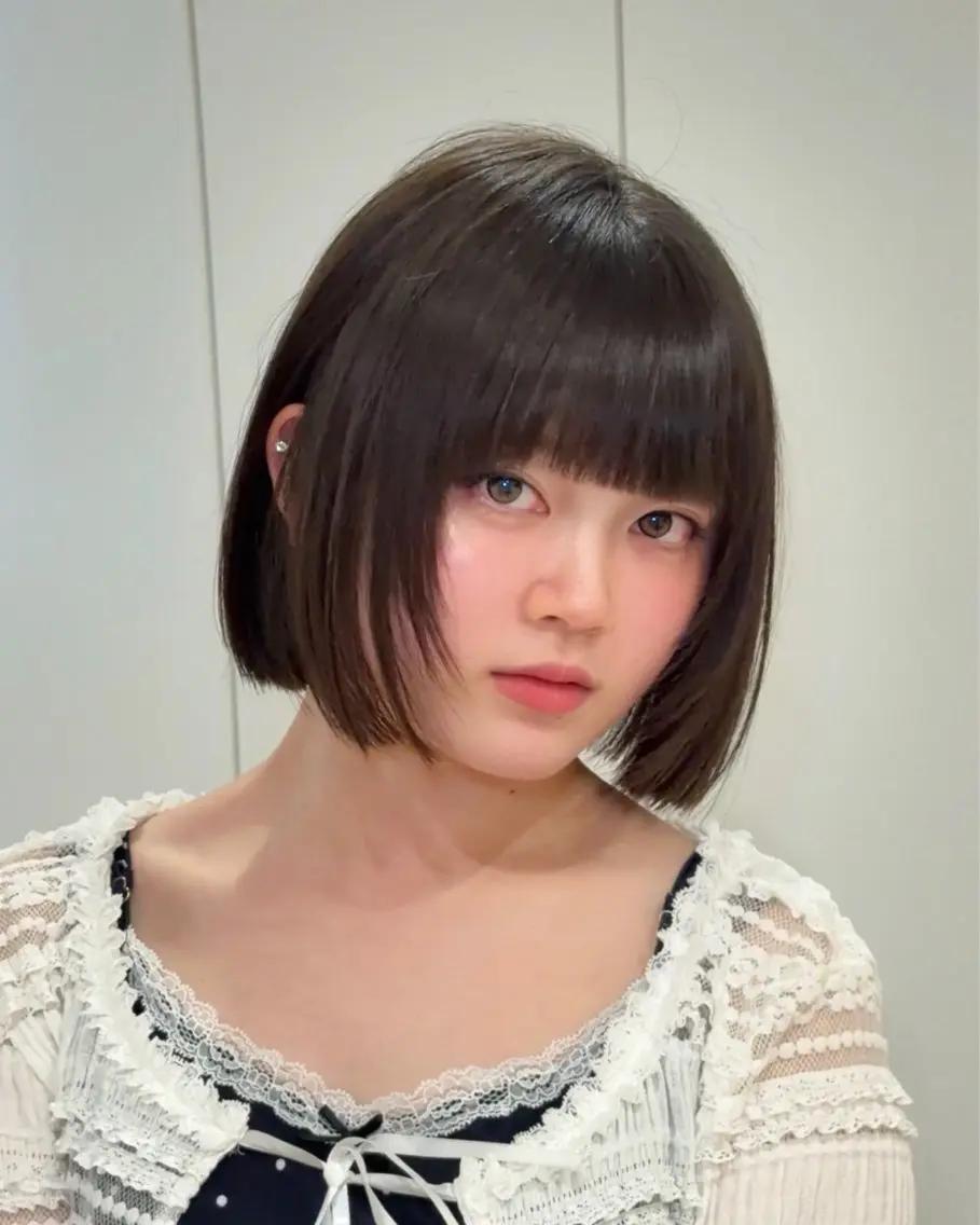 ミディアム カット 縮毛矯正 トリートメント けいし🐬ボブ 美髪縮毛矯正のヘアスタイル