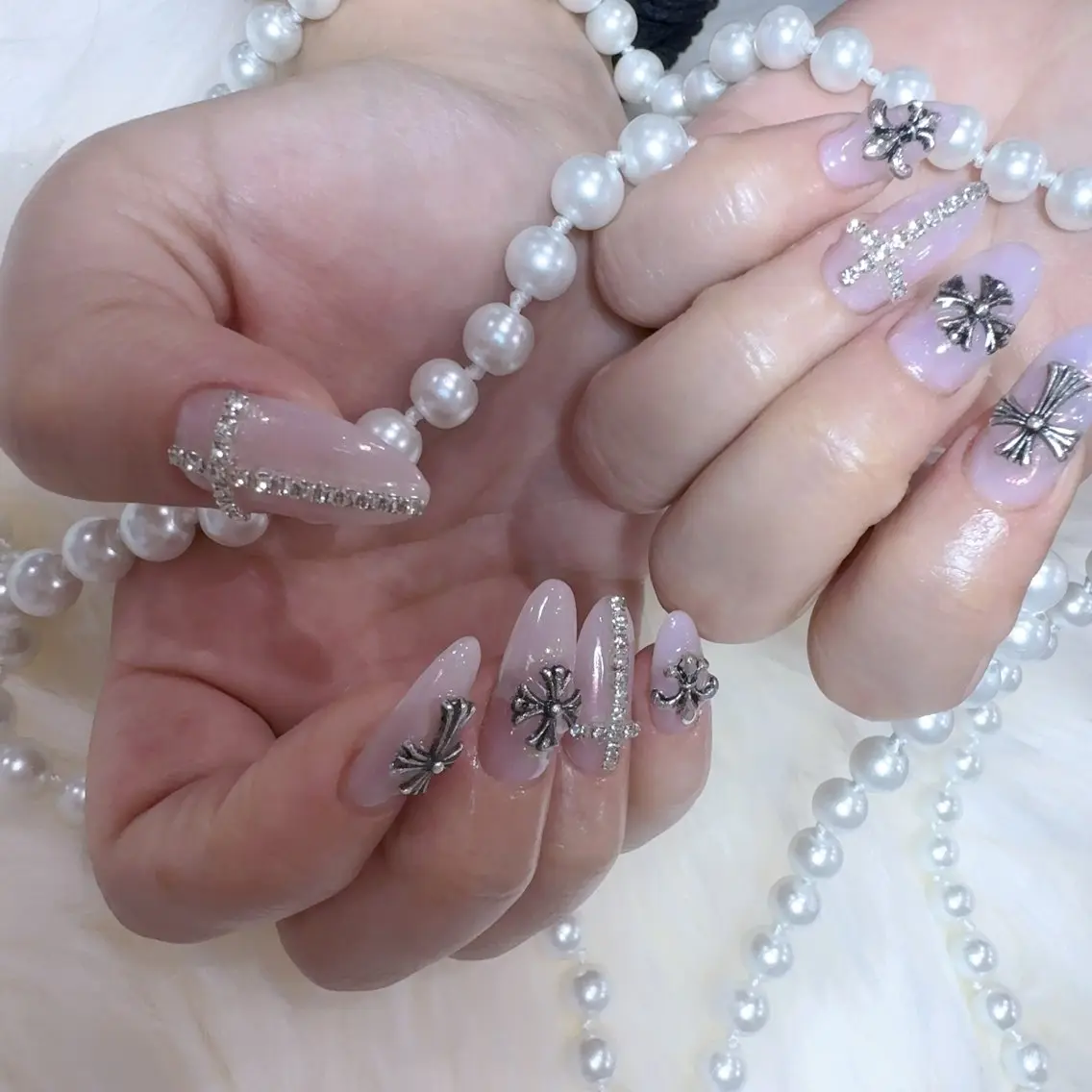 ネイル アートネイル フラッシュネイル フレンチネイル ジェルネイル ガラスフレンチ You&Me Yukiのネイルデザイン